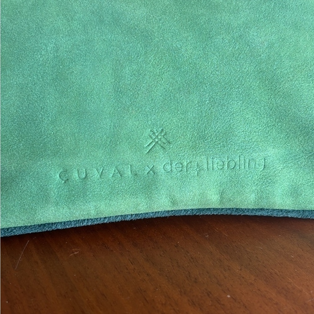Orange suede green leather pouch - Picture 12 of 13